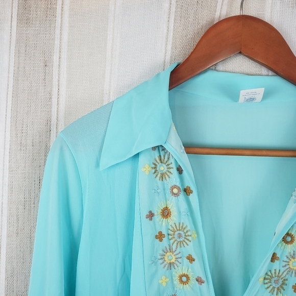 Vintage JC Penny Maxi Dress Sleepwear‎ Blue Size Large - Picture 2 of 12